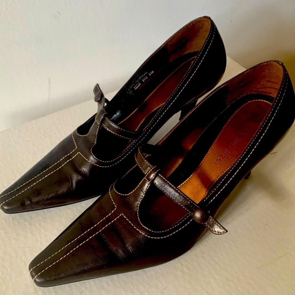 Naturalizer Brown Pointed-Toe Mary Jane Heels